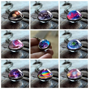 Nebula Galaxy Universe Spirit Double Sided Glass Ball Pendant Necklace-Your Soul Place